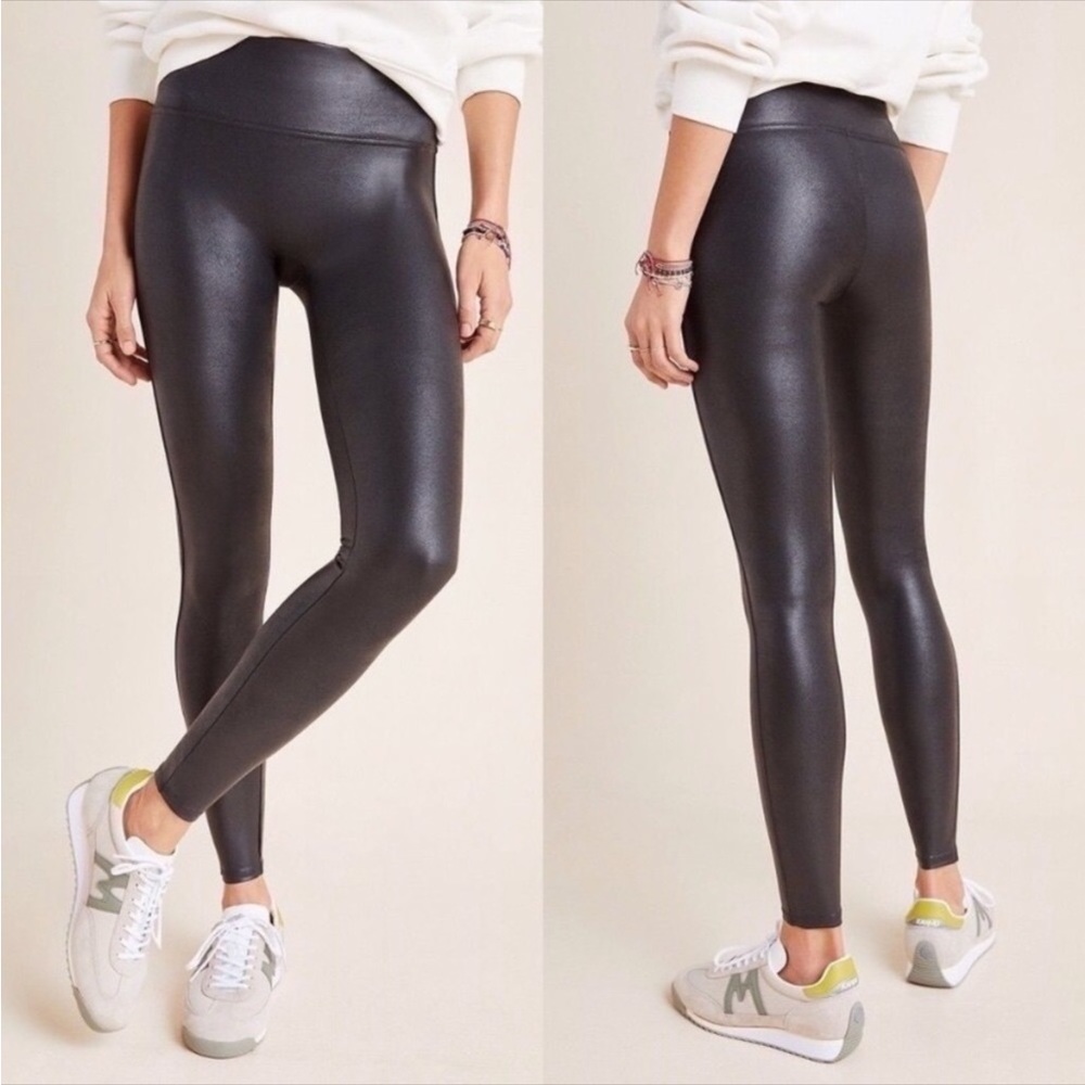 SPANX Faux Leather Black Leggings size XS